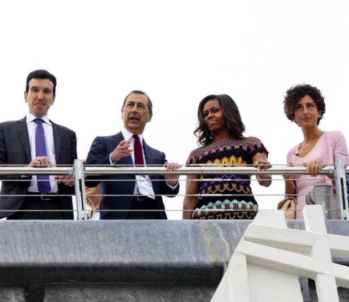 Michele Obama con Maurizio Martina, Giuseppe Sala e Agnese Renzi (Omnimilano)